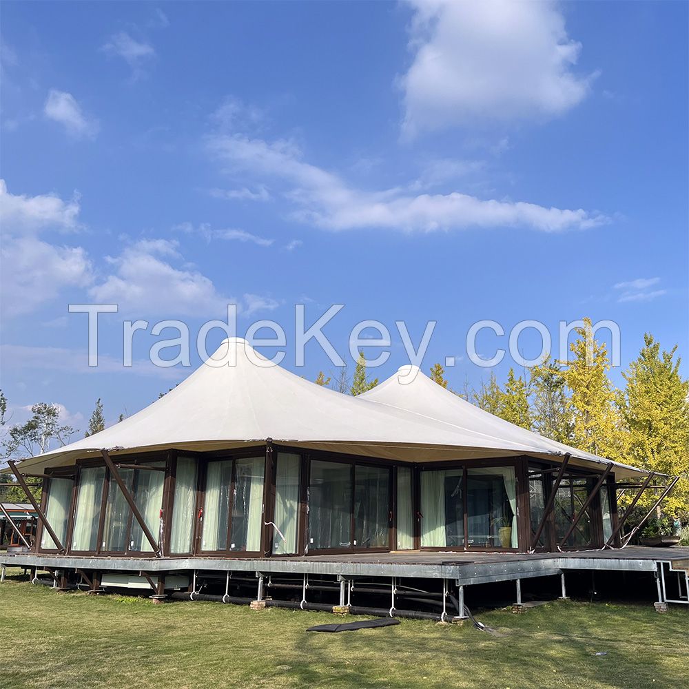 Big Insulated Luxury Safari Glamping  Glass Wall house Tent