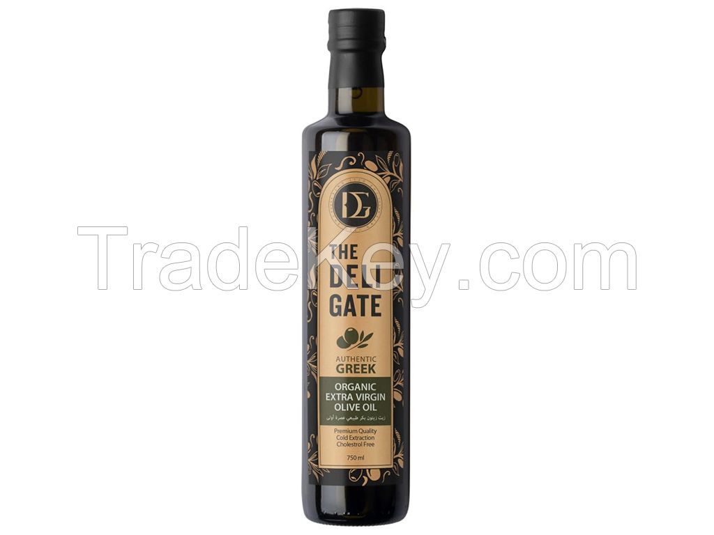 The Deli Gate Organic Extra Virgin Olive Oil 750ML – Authentic Greek, Premium Quality, Cold Pressed, Authentic Greek, Cholesterol-Free, Pure Koroneiki, Low Acidity