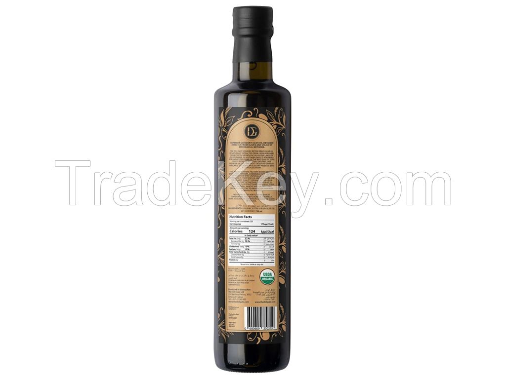 The Deli Gate Organic Extra Virgin Olive Oil 750ML – Authentic Greek, Premium Quality, Cold Pressed, Authentic Greek, Cholesterol-Free, Pure Koroneiki, Low Acidity