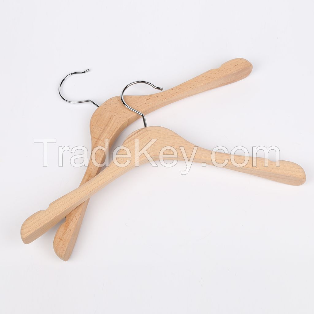 Wooden hanger First grade beech wood solid wood hangers, wooden hangers are simple, fashionable, and environmentally friendly. Essential hanging straps for high-end wardrobes. Underwear can be used as children's hangers, adult hangers, and customizab