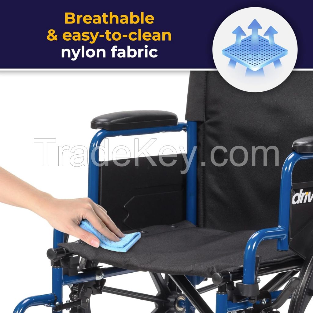 Drive Medical Blue Streak Lightweight Wheelchair with Swing-Away Footrests and Flip-Back Arms