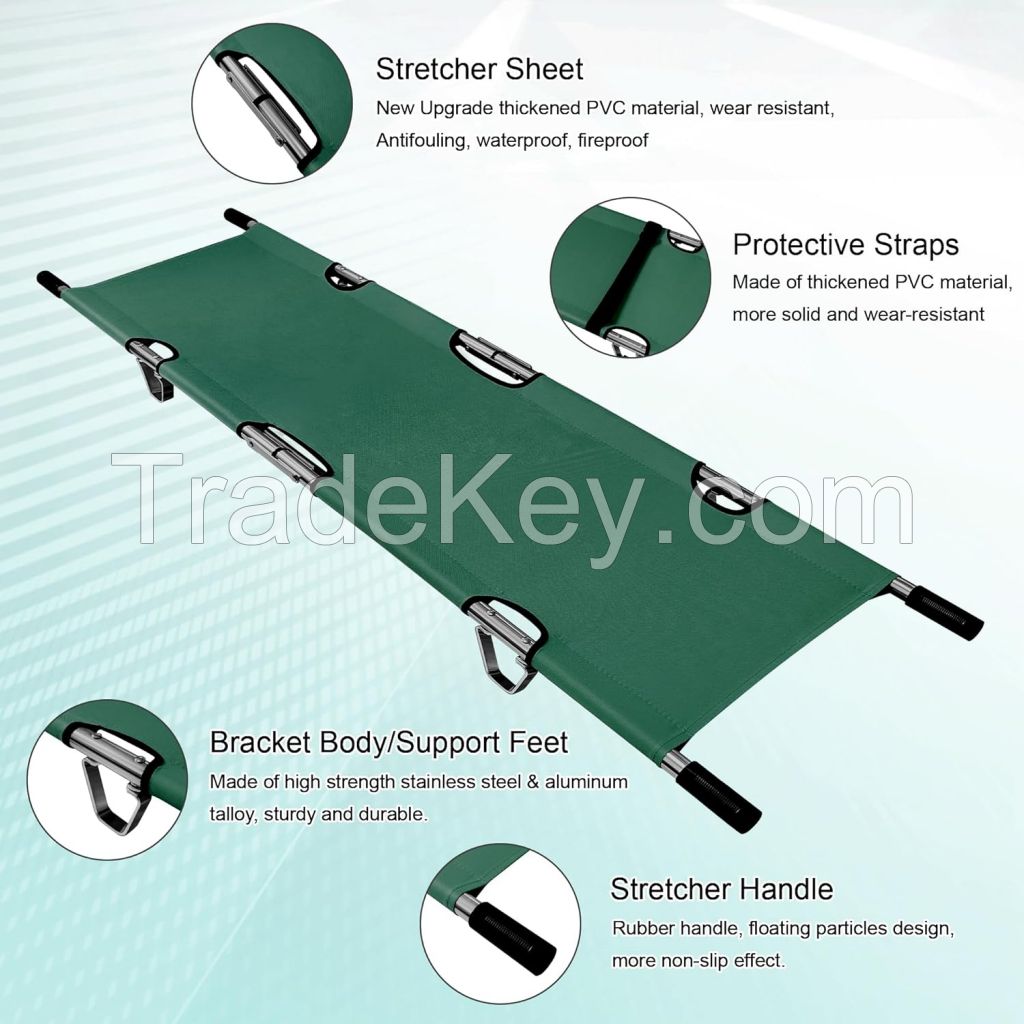 Folding Stretcher for Medical Emergency with Heavy Duty Handles