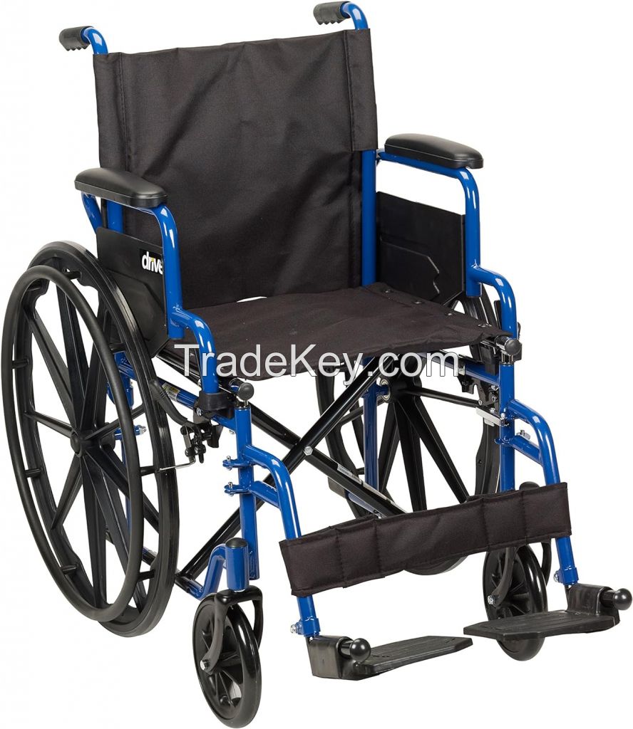 Drive Medical Blue Streak Lightweight Wheelchair with Swing-Away Footrests and Flip-Back Arms