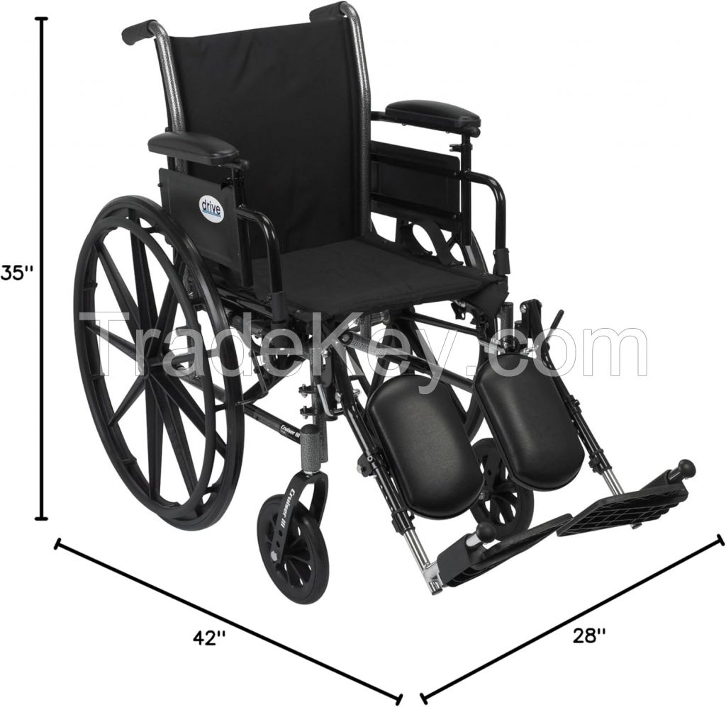 Wheelchair with Flip Back Removable Arms, Adjustable Height Desk Arms, Elevating Leg Rests, 16''