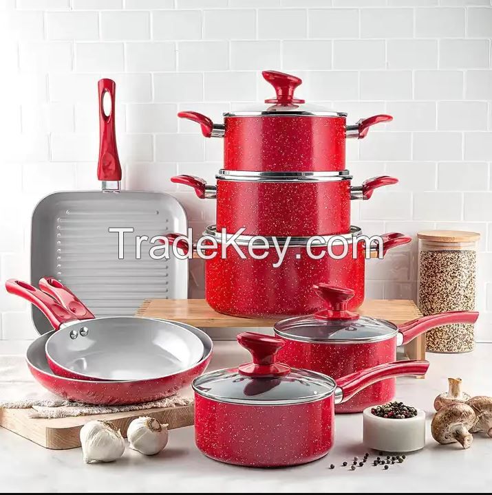 13 Pieces Cookware Set Branded Nonstick Aluminum