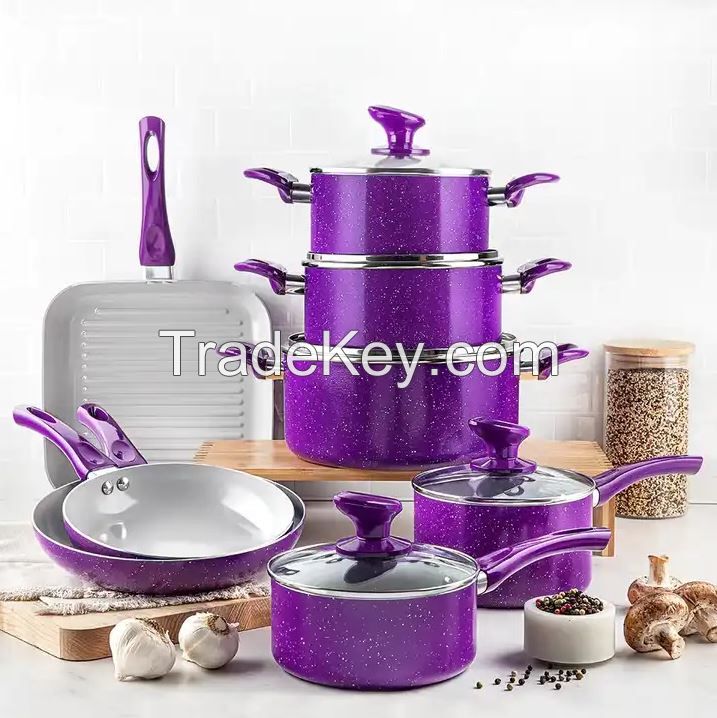 13 Pieces Cookware Set Branded Nonstick Aluminum