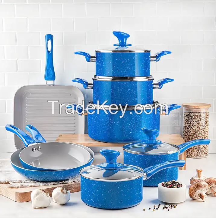 13 Pieces Cookware Set Branded Nonstick Aluminum