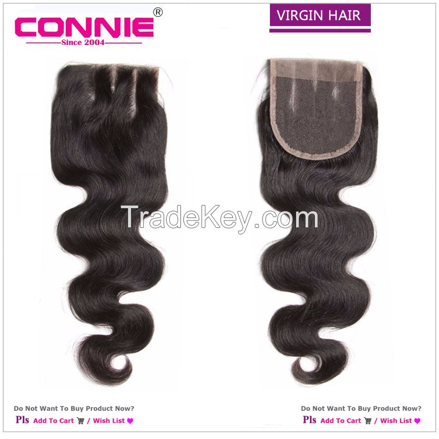 Brazilian virgin hair body wave with lace closure