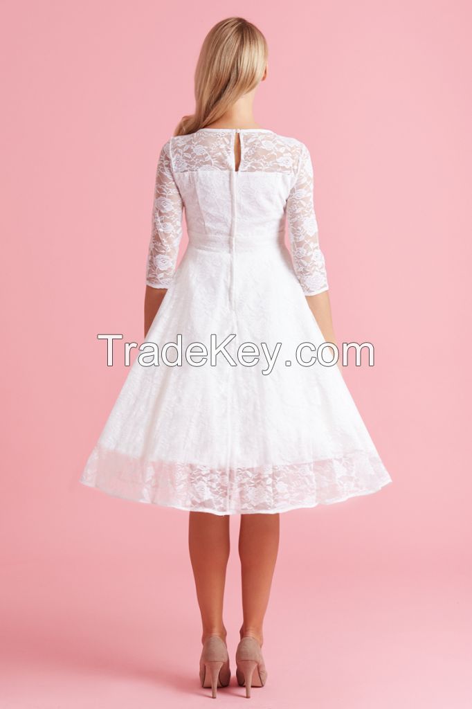 White Lace Bridal Wedding Dress UK Size 8 to UK 26