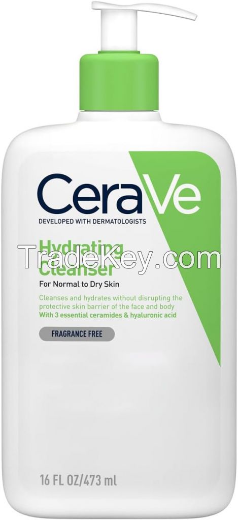 CeraVe Hydrating Cleanser for Normal to Dry Skin 473ml with Hyaluronic Acid & 3 Essential Ceramides