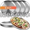 Thenshop 8 Pieces Stainless Steel Round Pizza Pans, 8 Inch, Rust Free, Reusable, Dishwasher Safe, Ideal for Baking, Serving, and Displaying