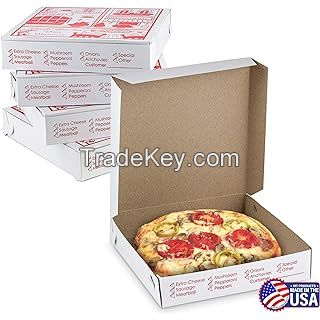 50 Pack Corrugated Pizza Box - White Cardboard (8" x 8")