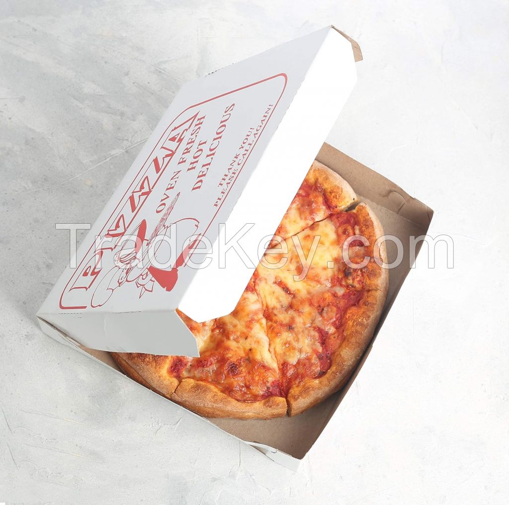 MT Products Extra Thin Pizza Box with Design 12" Length x 12" Width x 2" Depth Lock Corner Clay Coated Pizza Party (10 Pieces) (Not Corrugated) - Made in The USA