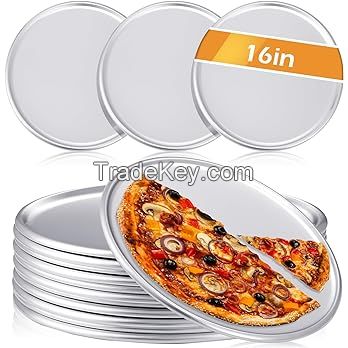 12 Pieces Pizza Pan Bulk Restaurant Aluminum Pizza Pan Set Round Pizza Pie Cake Plate Rust Free Pizza Pie Cake Tray for Oven Baking Home Kitchen Restaurant Easy Clean (16 Inch)