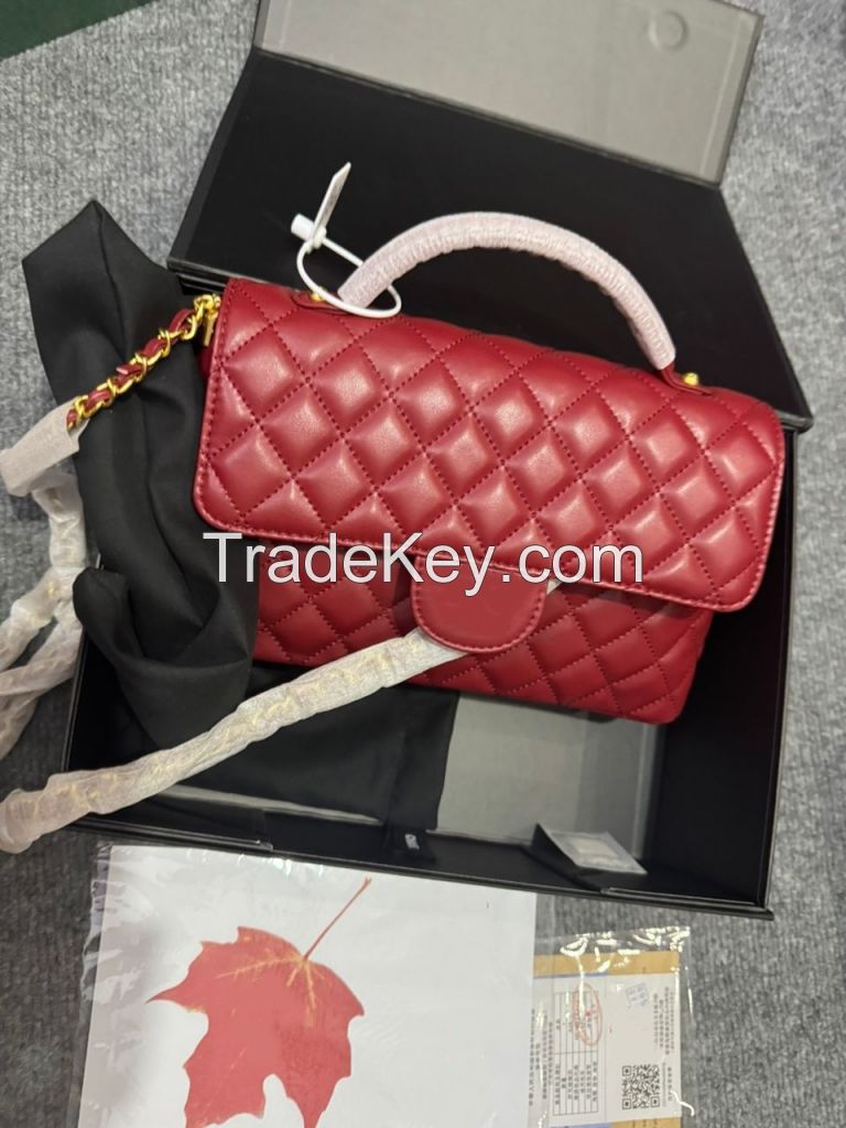 Dropshipping Top Quality Leather Red Handbag Women Tote Bags Birthday Lady Gifts