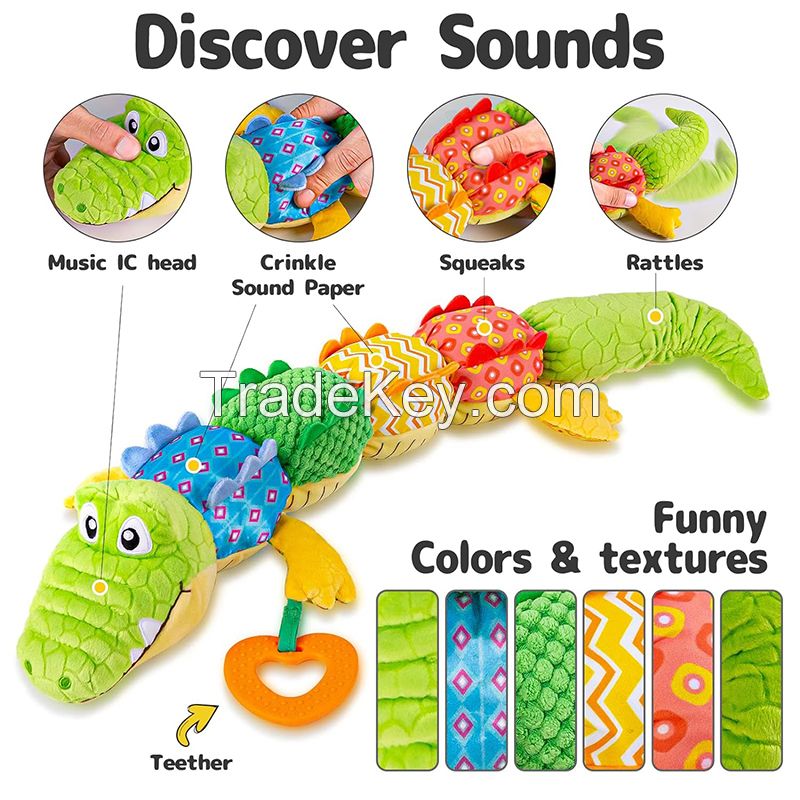 Explore Measure Product and The Triggers Baby‘s’Multi-Sensory Cognition with Alligator Plush Toy