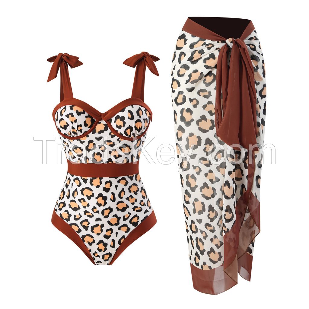 Women Bikini Set Push Up Floral Printed Ruffle Bikinis Strappy Bandage Swimwear Bathing Suit