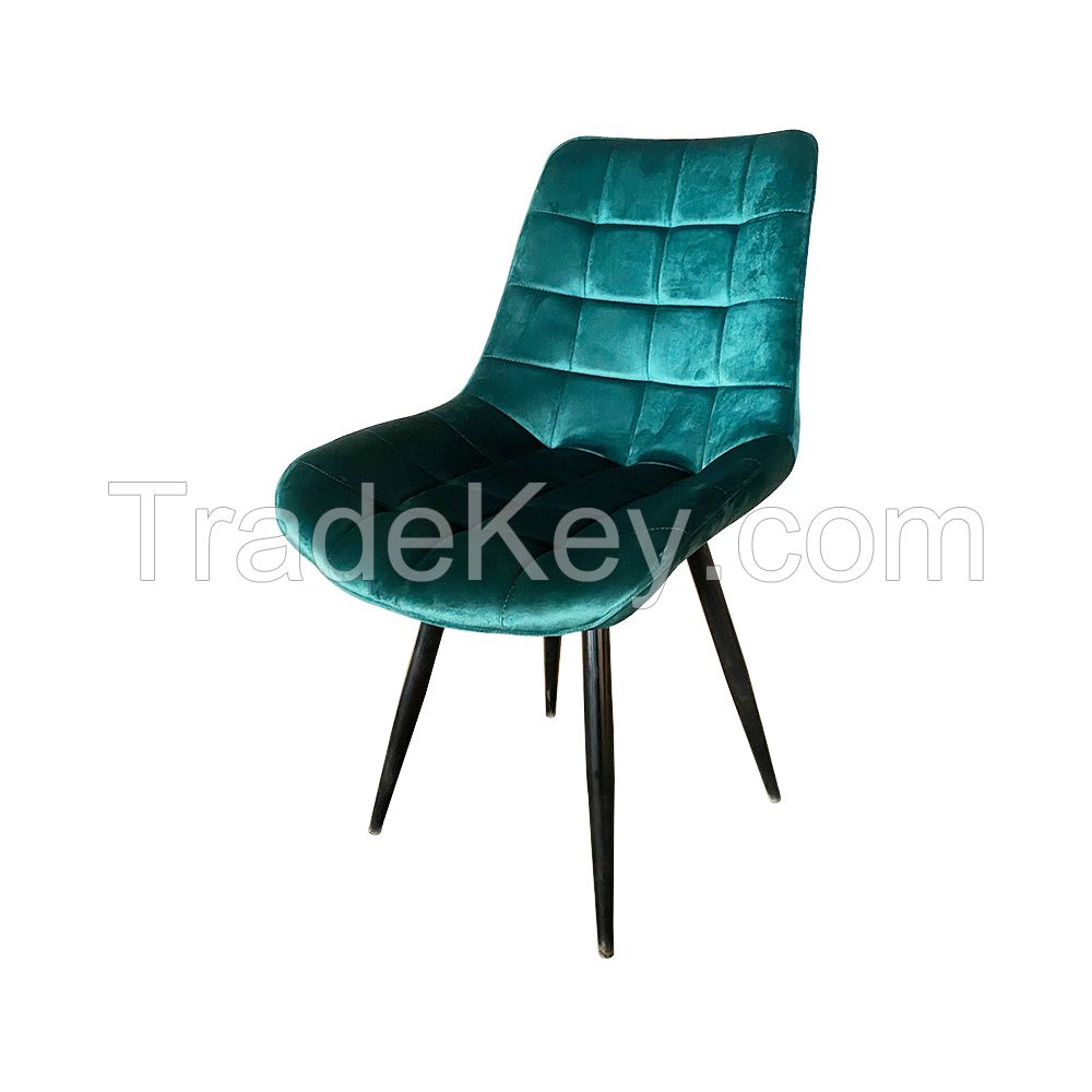 Dining Furniture Set of 4 Velvet Dining Room Chairs Dressing Chair Quilted Chair with Steel Legs