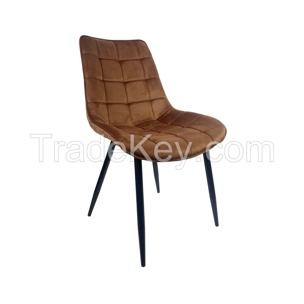 Dining Furniture Set of 4 Velvet Dining Room Chairs Dressing Chair Quilted Chair with Steel Legs