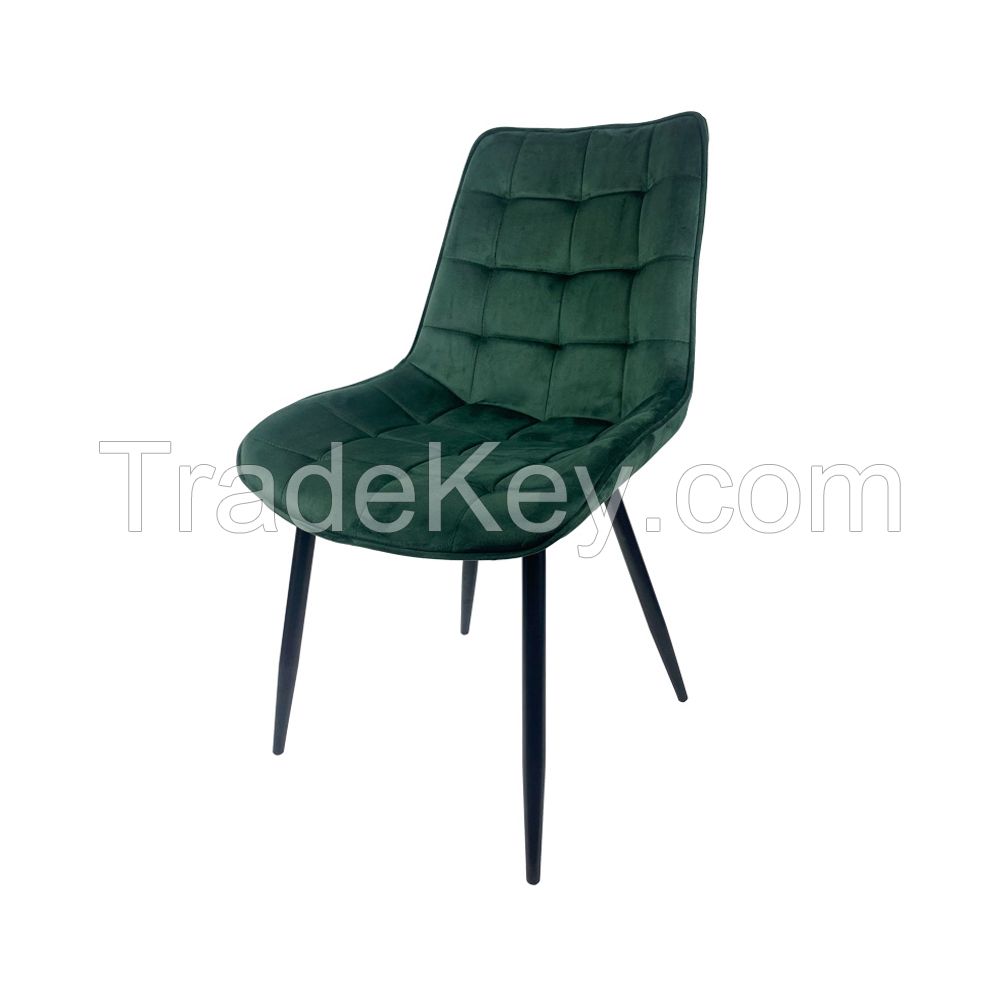 Dining Furniture Set of 4 Velvet Dining Room Chairs Dressing Chair Quilted Chair with Steel Legs