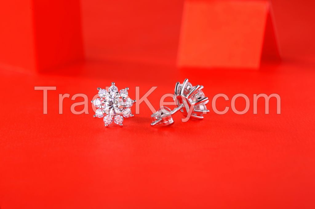 2024 Fashion Earring 18K Gold Plated Silver 0.3/0.5/1 ct D Color VVS Moissanite Diamond Earring