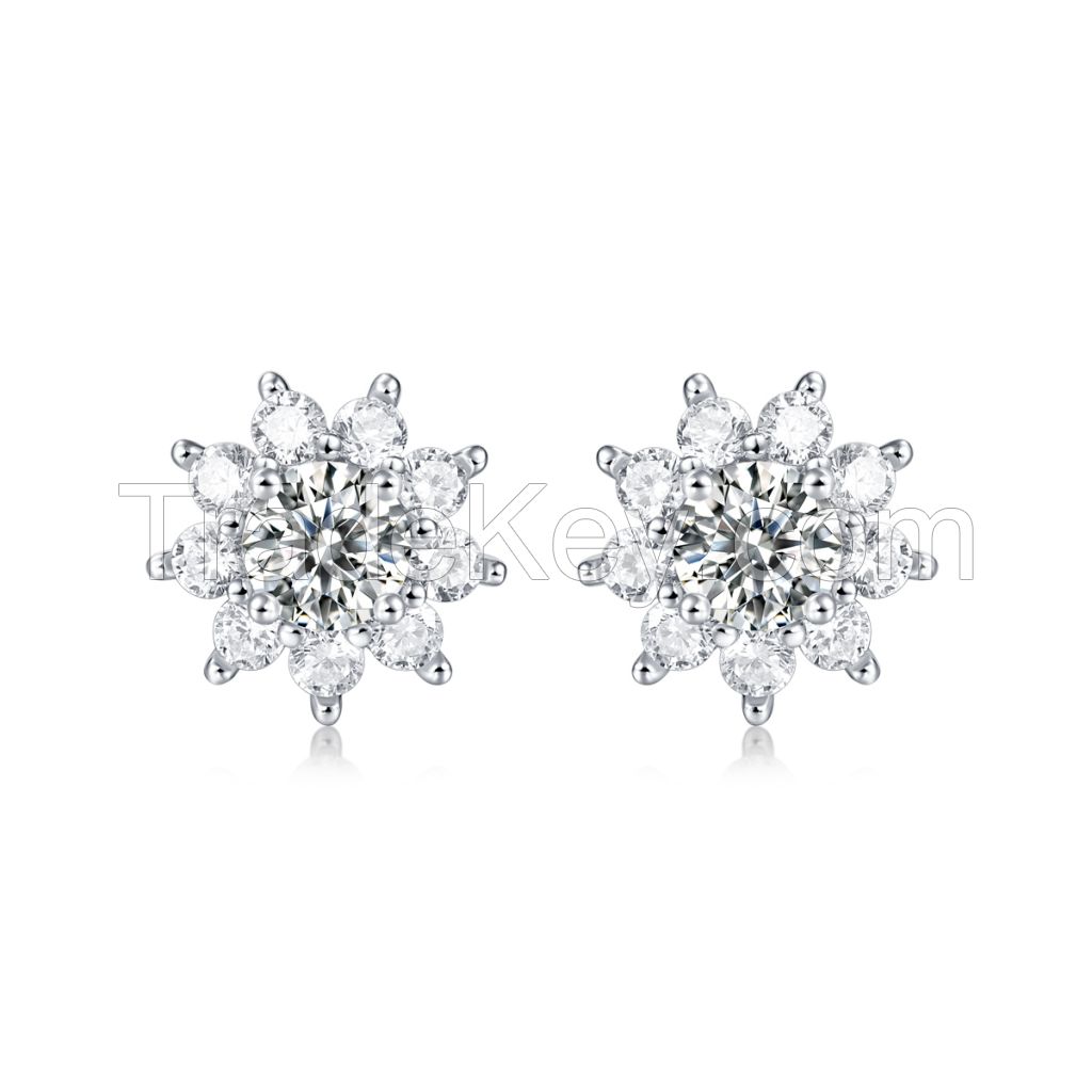 2024 Fashion Earring 18K Gold Plated Silver 0.3/0.5/1 ct D Color VVS Moissanite Diamond Earring