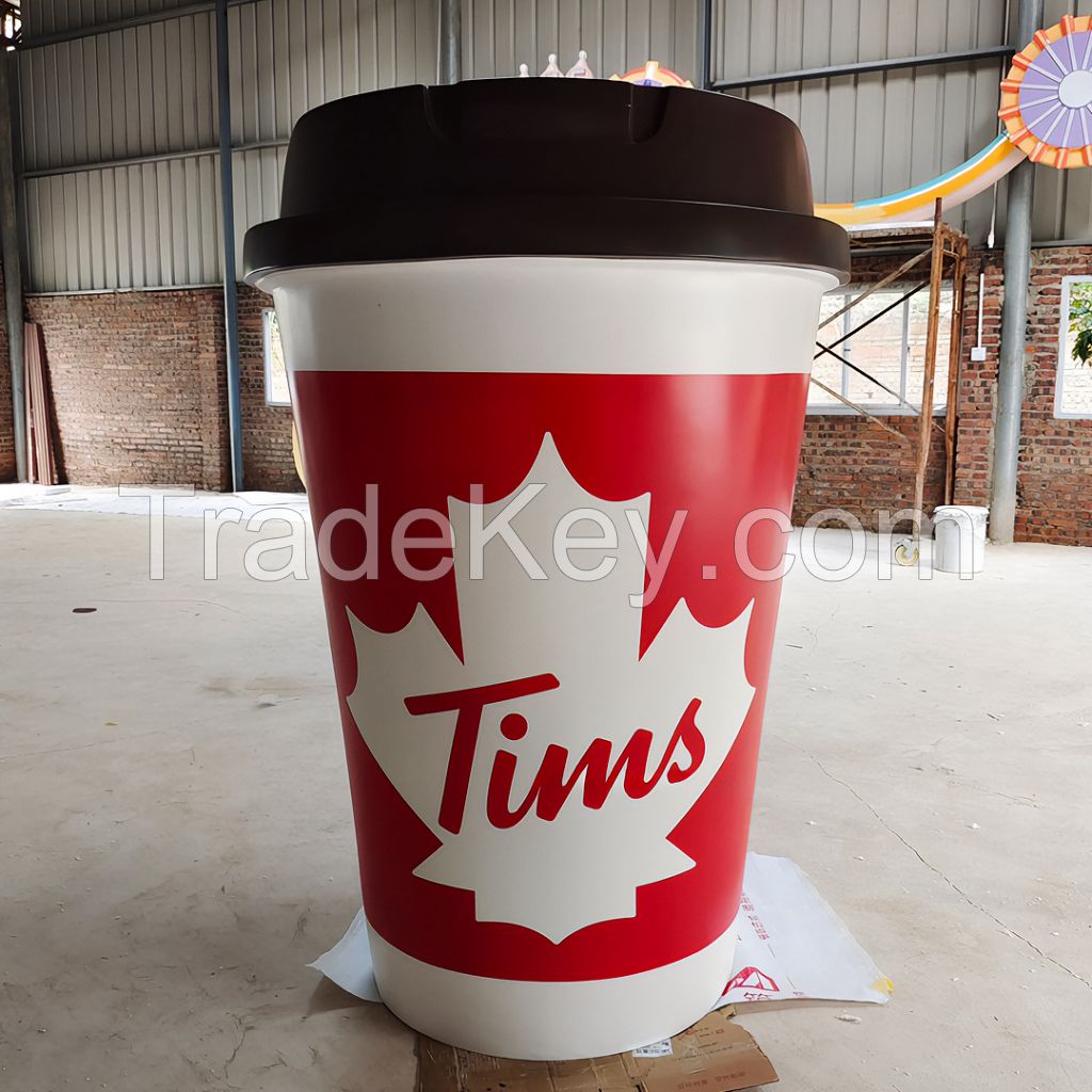 Custom Fiberglass Sculpture Coffee Cup For Indoor Decoration