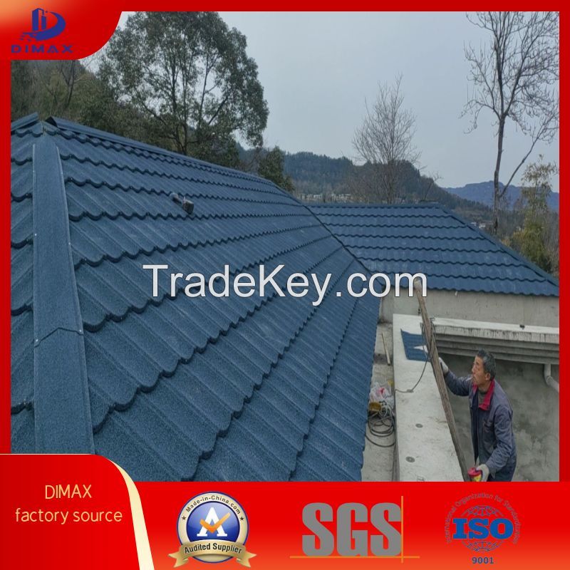 colored stone chips coated steel roof tile