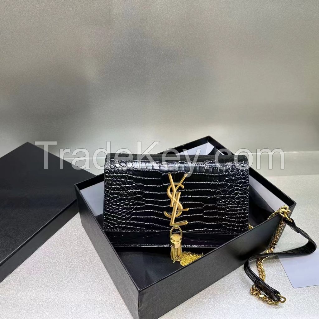 Women's bag genuine leather chain small square bag hand-held one shoulder crossbody bag 2024 new niche light luxury diamond grid