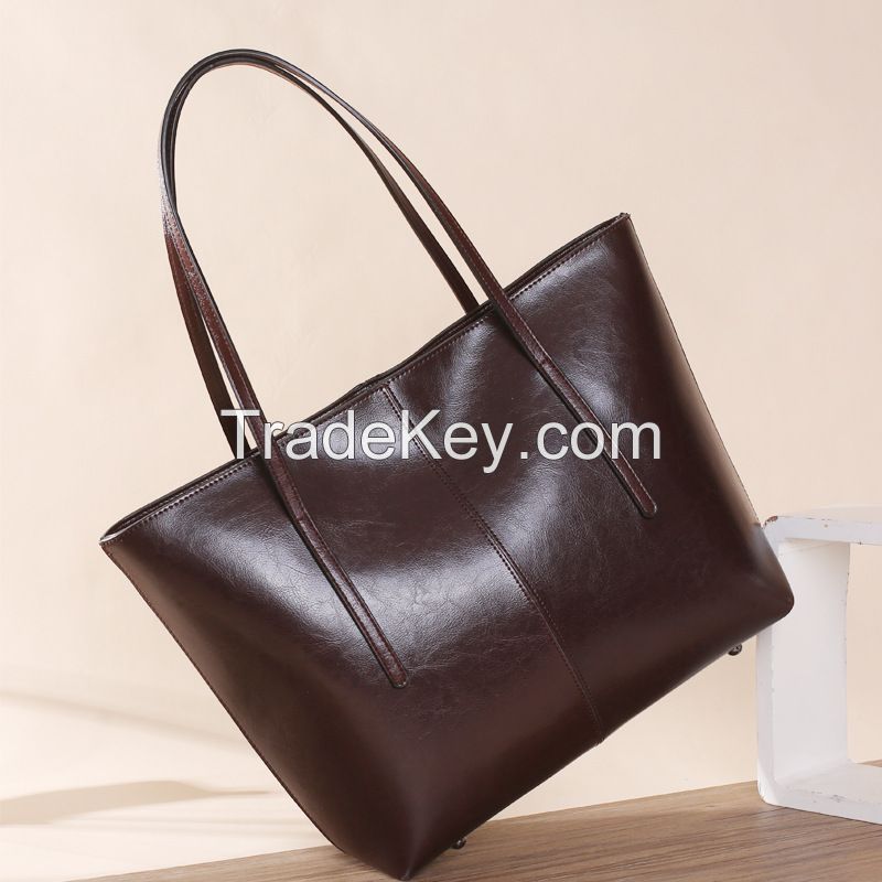 Tote bag women's large capacity single shoulder bag high-end feeling large bag 2024 new niche leather women's bag commuting bag