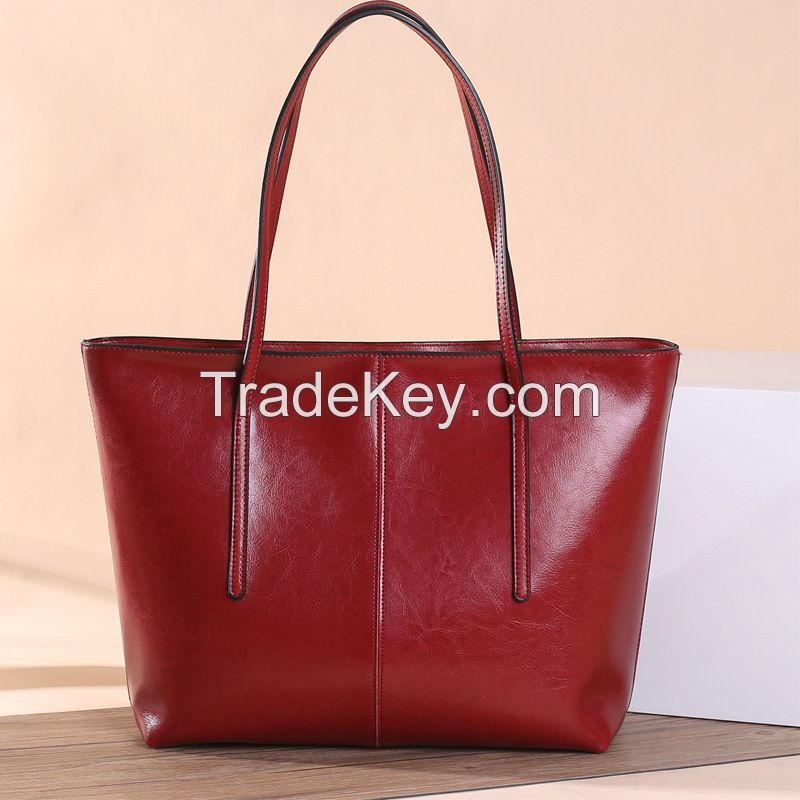 Tote bag women's large capacity single shoulder bag high-end feeling large bag 2024 new niche leather women's bag commuting bag