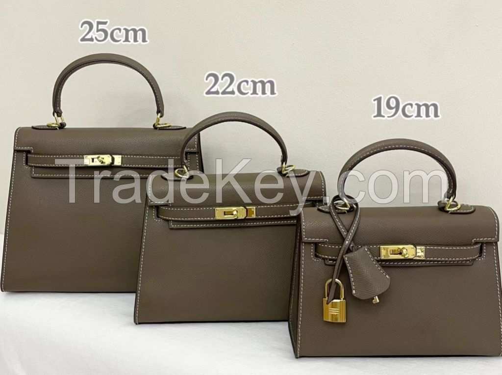 Bag 24 new 19/22/25cm bag Kelly bag retro handbag shoulder crossbody bag leather women's bag premium