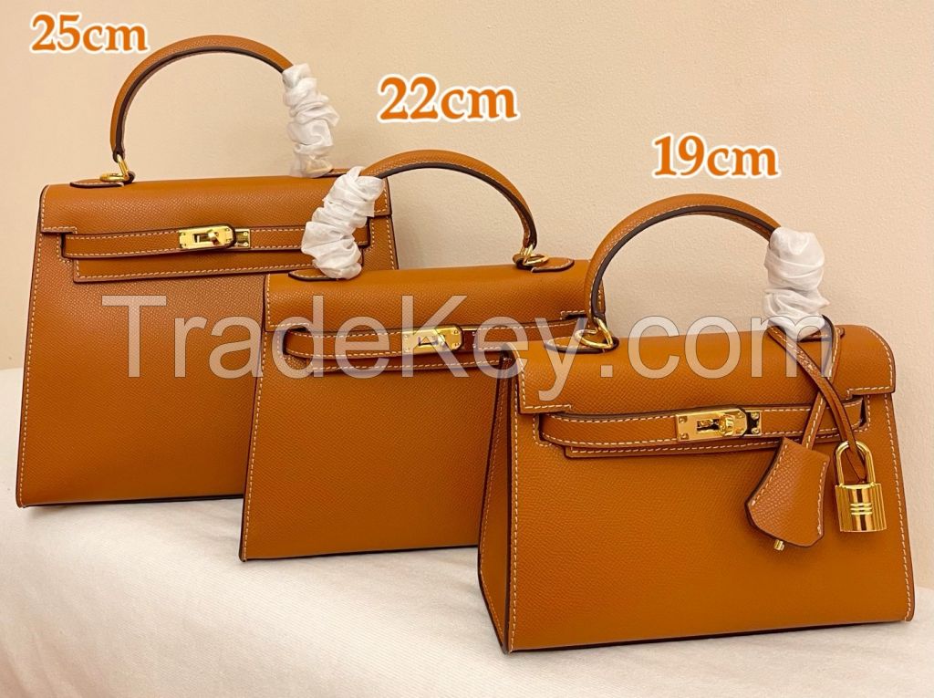 Bag 24 new 19/22/25cm bag Kelly bag retro handbag shoulder crossbody bag leather women's bag premium