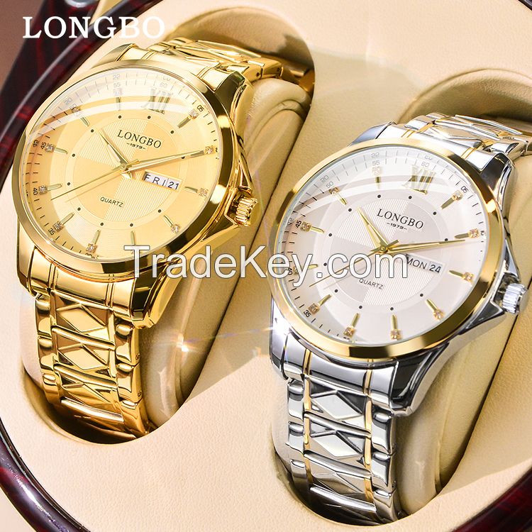 LONGBO classic gold quartz mens wrist watches with date