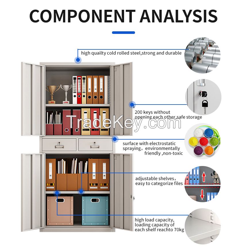 4-Door Metal Office File Cabinet with 2-Drawer Commercial Storage for Filing Commercial Office Furniture