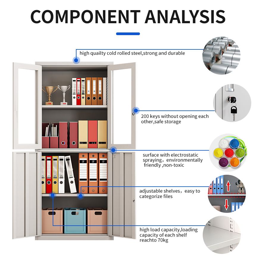 Modern office furniture steel file Cabinet with glass and metal doors storage cabinet