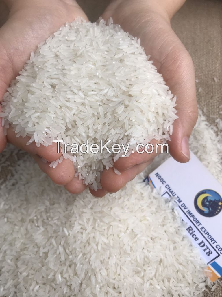 DT8 Rice Fragrant Long Grain White Rice 5% 25% Broken Vietnam Rice Supplier Brand Cheap Price Export Customized Packing 25kg Bag