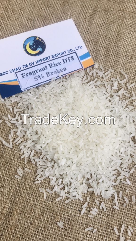 DT8 Rice Fragrant Long Grain White Rice 5% 25% Broken Vietnam Rice Supplier Brand Cheap Price Export Customized Packing 25kg Bag