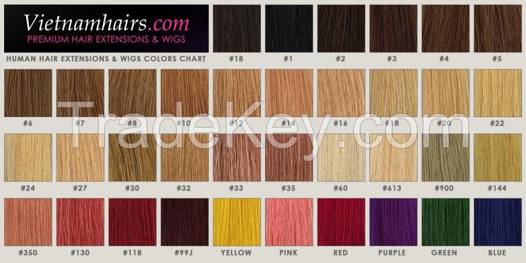 100% Vietnamese Human Weft Hair Extensions, 100gram bundle piece in all colors and length