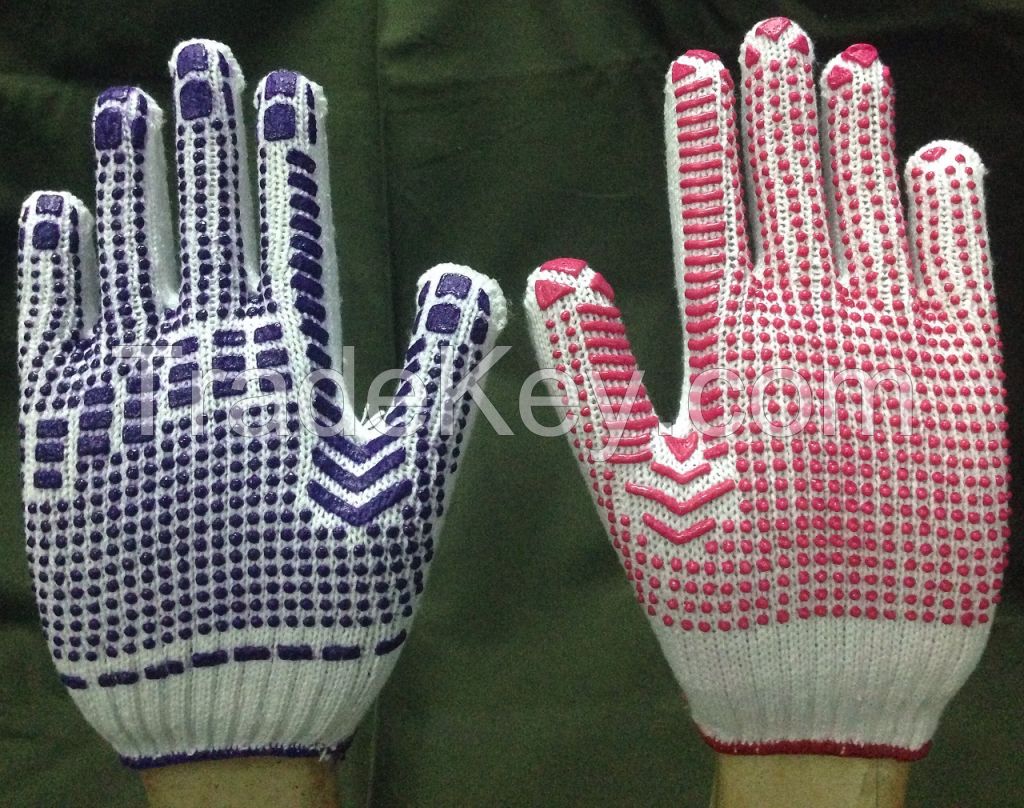 Cotton Glove With Pvc Dotting: Special For Construction, Gardening, Automotive Work And Etc Dotted Glove Safety Glove Ppe Glove Hand Glove Working Glove Custom Glove Knitted Glove Oem Glove