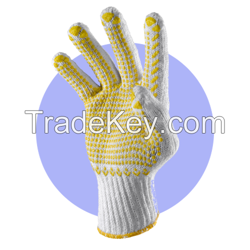 Cotton Glove With Pvc Dotting: Special For Construction, Gardening, Automotive Work And Etc Dotted Glove Safety Glove Ppe Glove Hand Glove Working Glove Custom Glove Knitted Glove Oem Glove