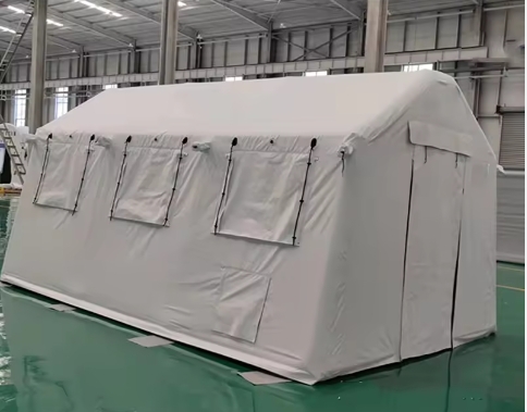 Inflatable military tent