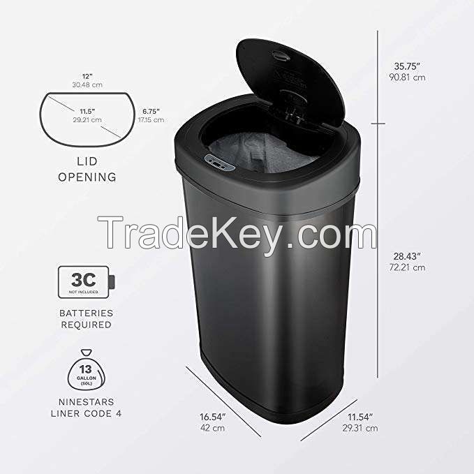 ninestars 13.2 Gallon stainless steel sensor trash bin Ninestars wholesale smart garbage bin high-tech classic induction trash can