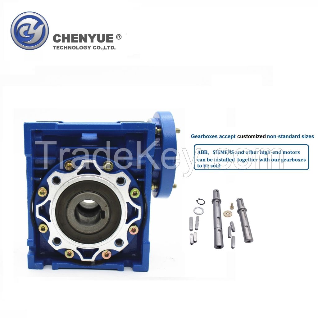 CHENYUE High Torque Worm Gearbox Worm Speed Reducer NMRV 50 CYRV50 Gearbox Input 11/14/19mm Output 25mm Speed Ratio from 5:1 to 100:1 Free Maintenance