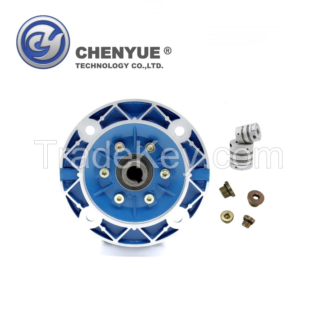 CHENYUE High Torque Worm Gearbox NMVF 50 CYVF 50 Input 14/11/19mm Output 25mm Speed Ratio from 5:1 to 100:1 Tin Bronze Worm Gear Free Maintenance