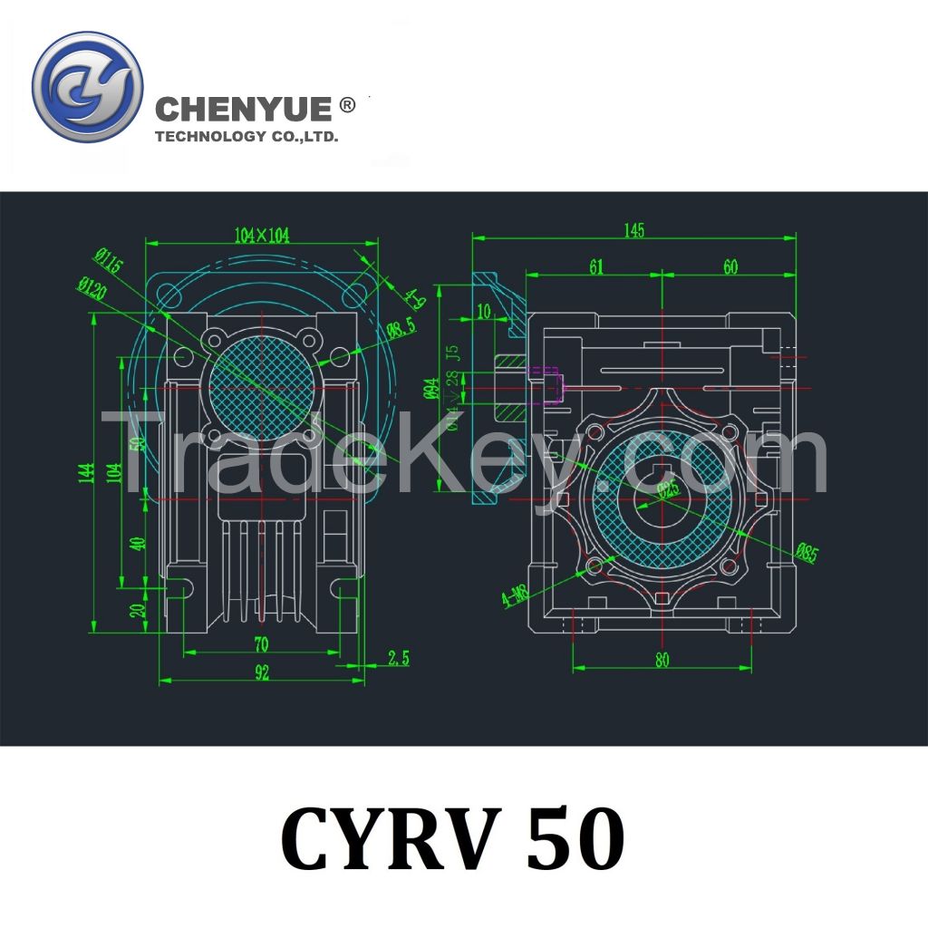 CHENYUE High Torque Worm Gearbox Worm Speed Reducer NMRV 50 CYRV50 Gearbox Input 11/14/19mm Output 25mm Speed Ratio from 5:1 to 100:1 Free Maintenance