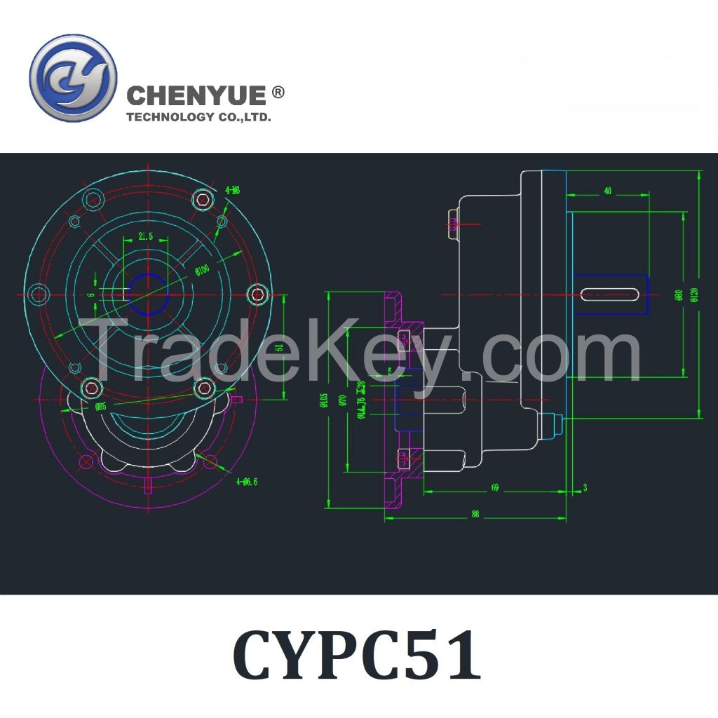 CHENYUE High Torque Worm Gearbox CYPC51 Input 11/14/19/mm Output 14/19mm Non-integral Speed Ratio from 2:1 to 5:1 Free Maintenance