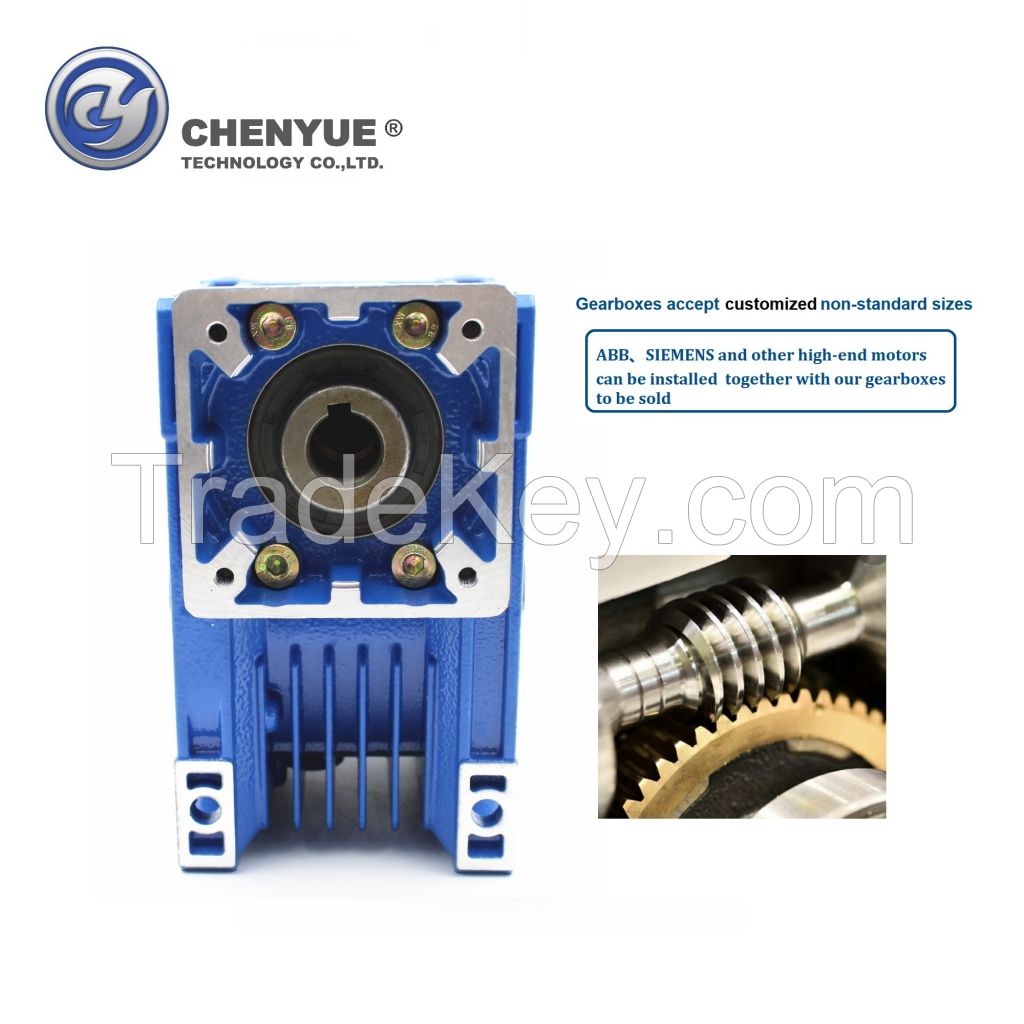 CHENYUE High Torque Worm Gearbox Worm Speed Reducer NMRV 63 CYRV63 Gearbox Input 14/19/22/24mm Output 25mm Speed Ratio from 5:1 to 100:1 Free Maintenance