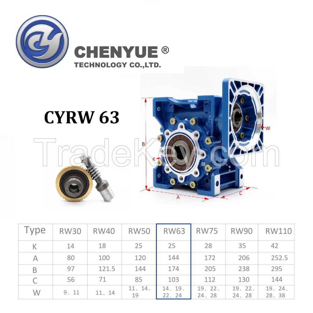 CHENYUE High Torque Worm Gearbox NMRW 063 CY Series Input14/19/22/24mm Output25mm Speed Ratio from 5:1 to 100:1 Suppliers Free Maintenance