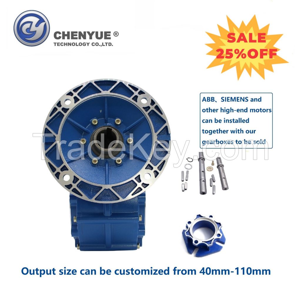 CHENYUE Worm Gearbox CYWF110 Input 35mm Output hole 110mm Can OEM Shaft Speed Ratio from 5:1/100:1 CNC Free Maintenance